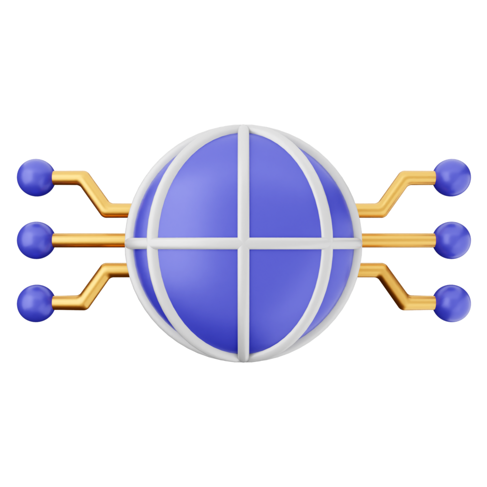 A globe with a circuit board around it png
