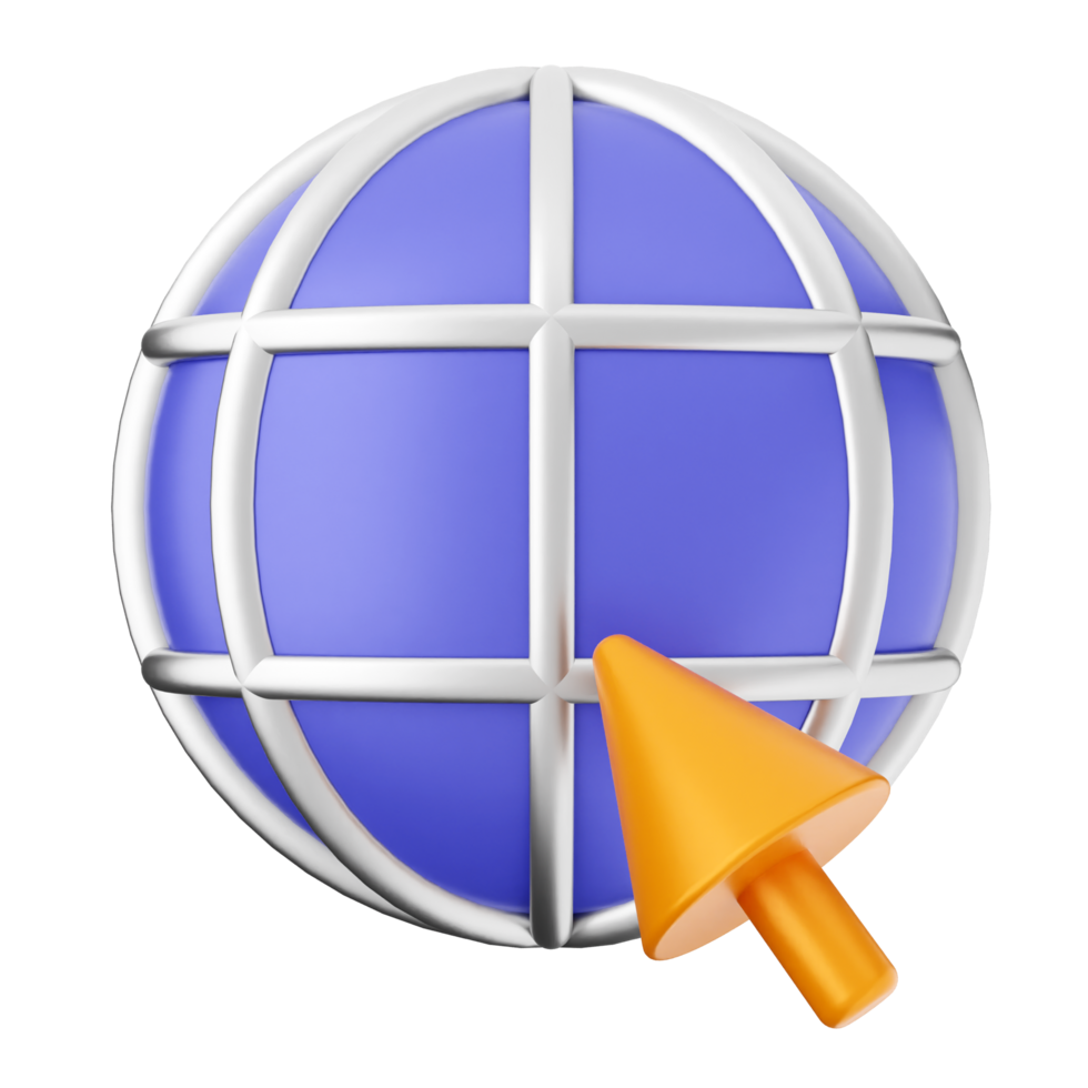 A blue globe with an orange arrow pointing to it png
