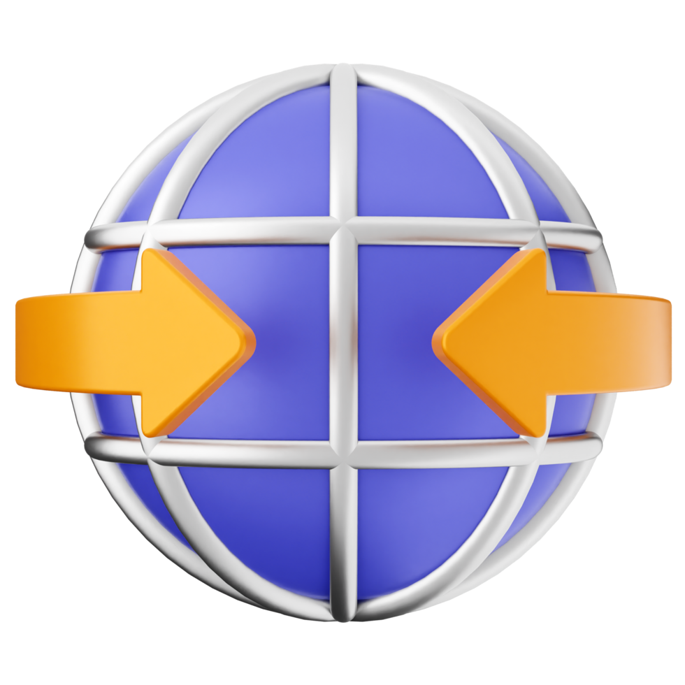 A blue globe with orange arrows pointing to it png