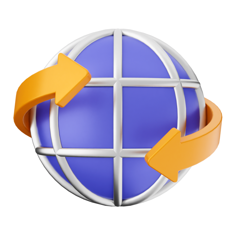 A blue globe with two arrows pointing to it png