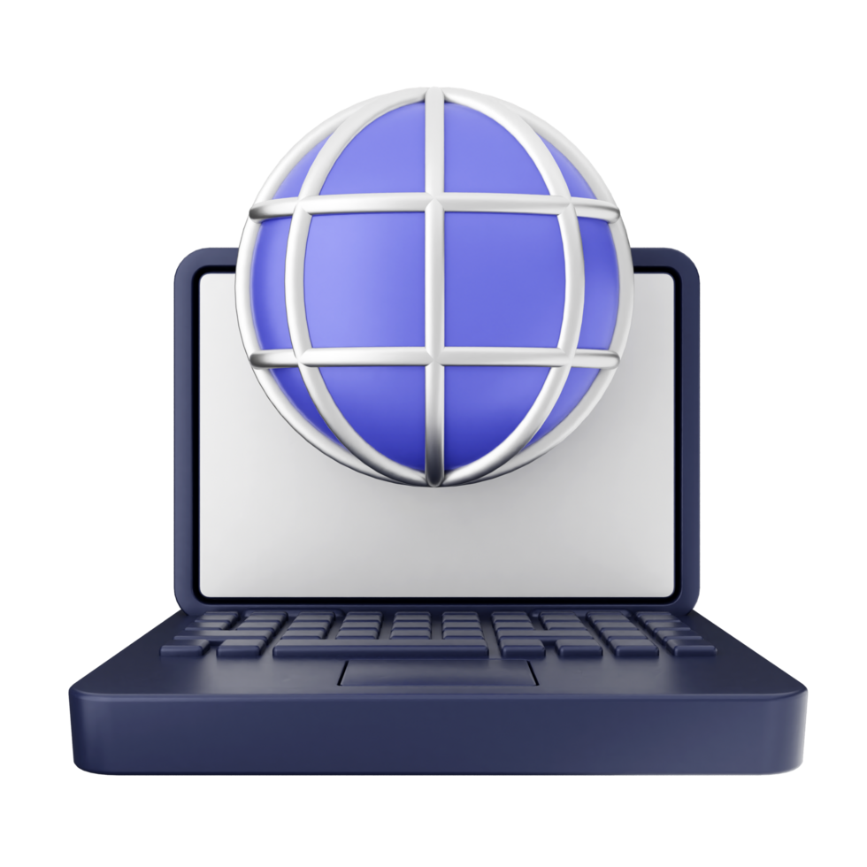 A laptop with a globe icon on it png
