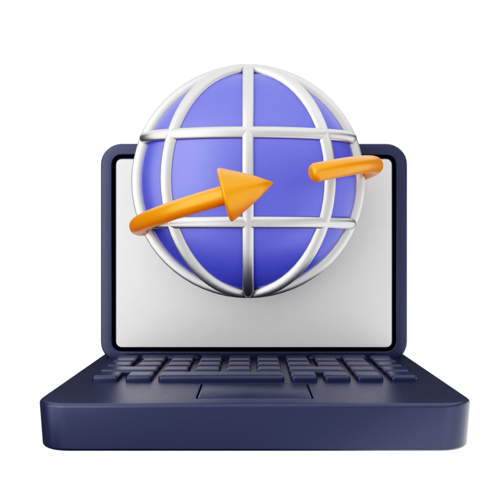 Laptop with internet connection and globe icon png