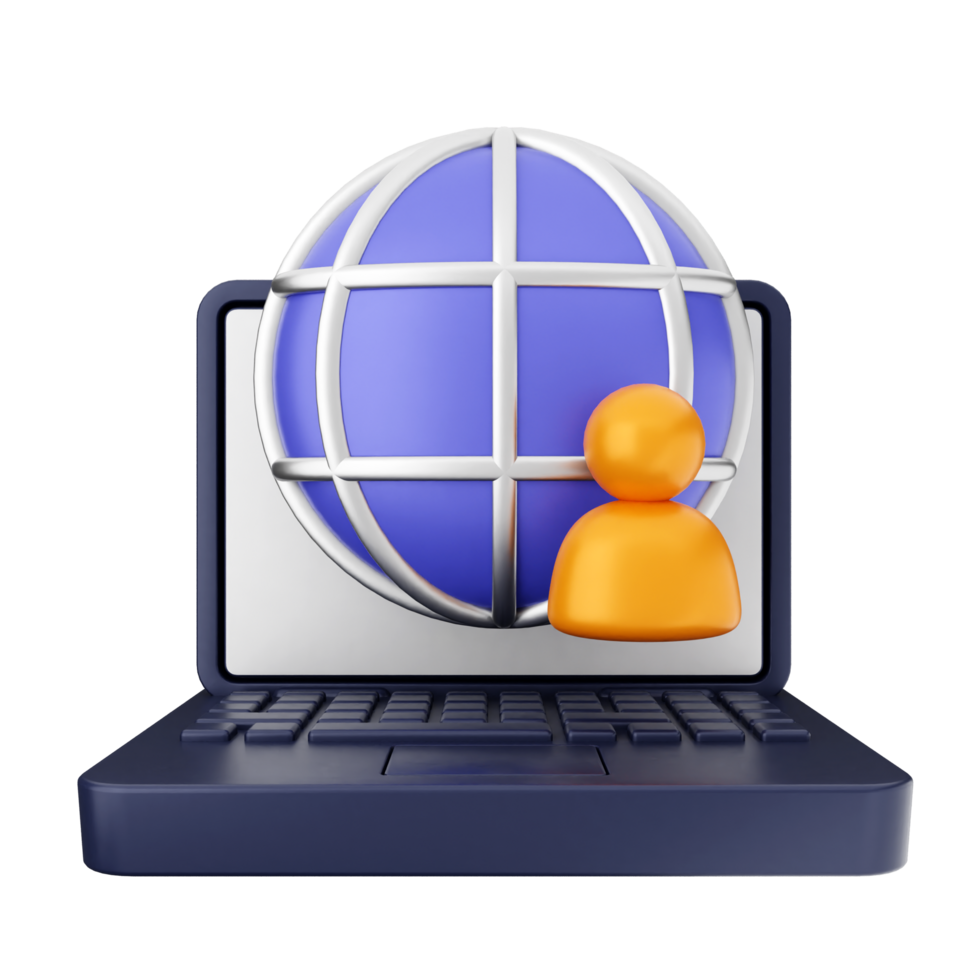Laptop with internet connection and a globe icon png