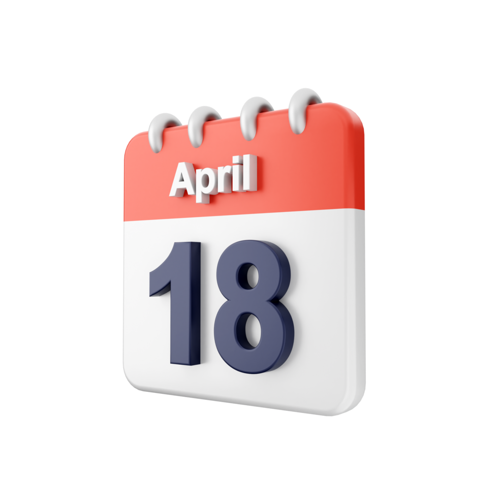 A calendar with the date april 18th png