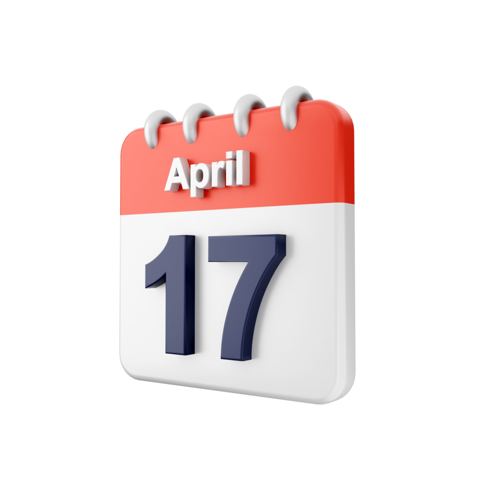 A calendar with the date april 17th png