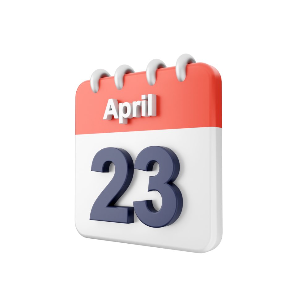 A calendar with the date april 23rd png