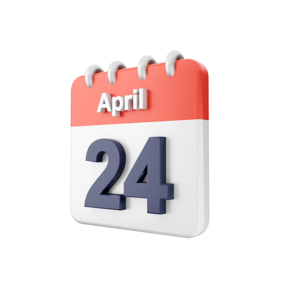 A calendar with the date april 24th png