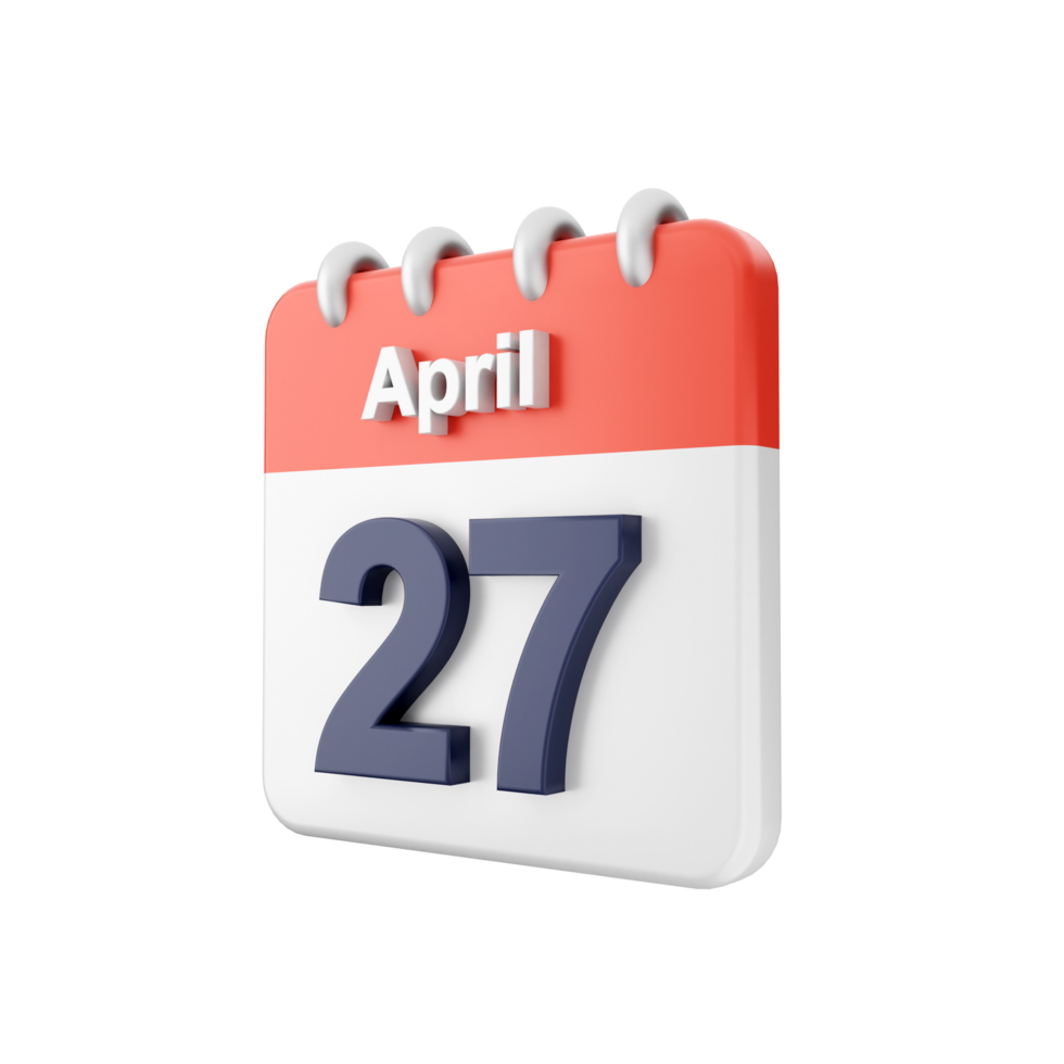 A calendar with the date april 27th png