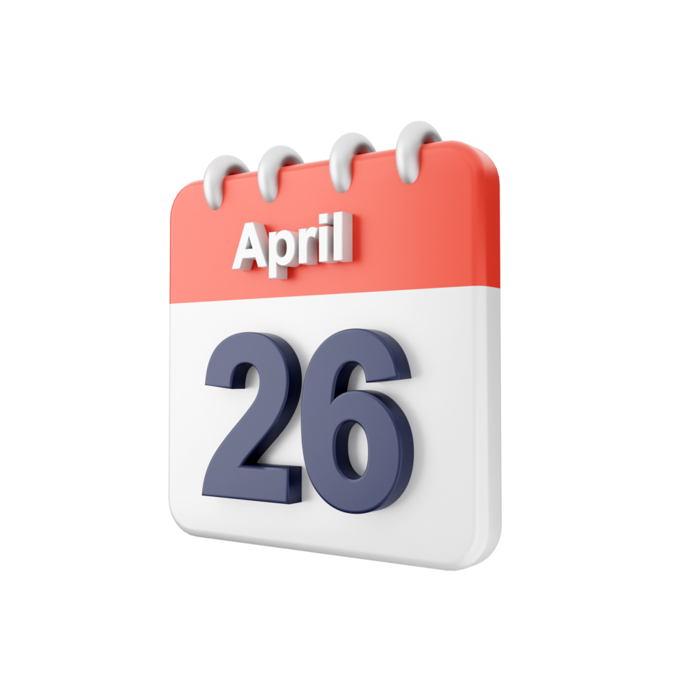 A calendar with the date of april 26th png