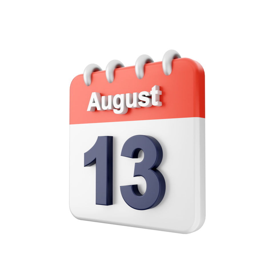 August 13th calendar icon on black background png