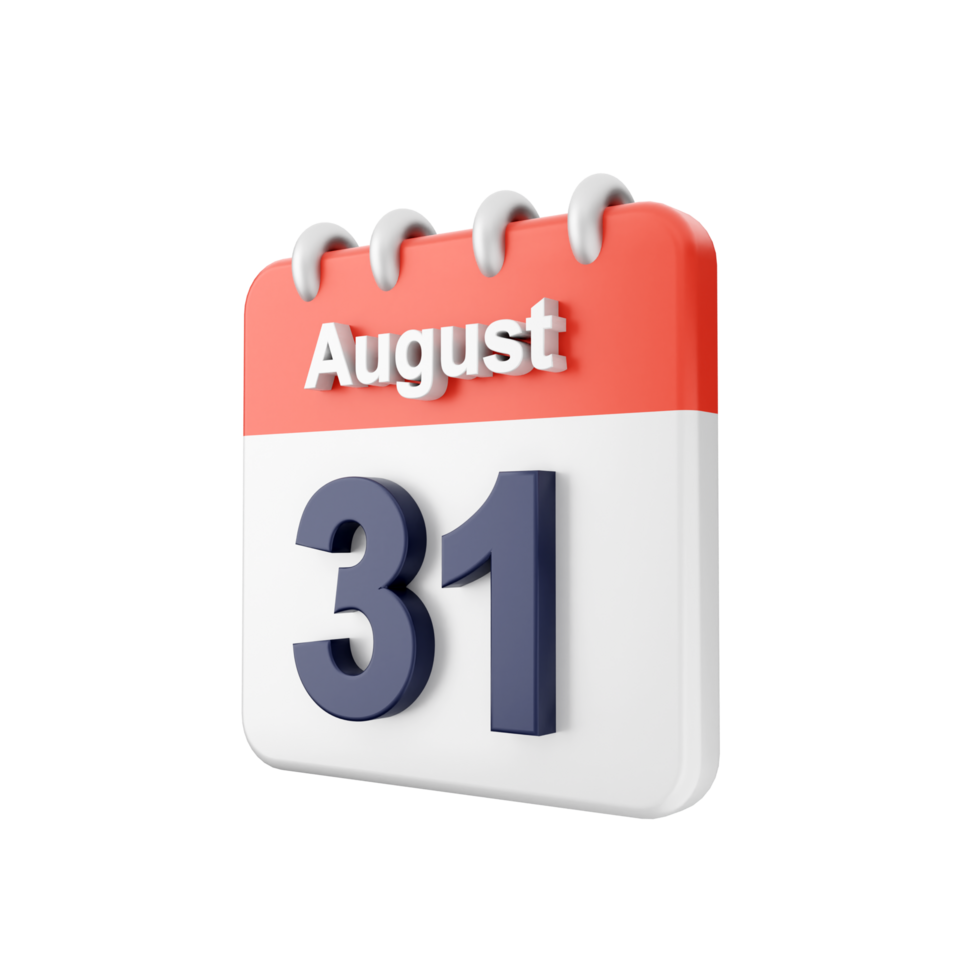 August 31 calendar icon on black background png