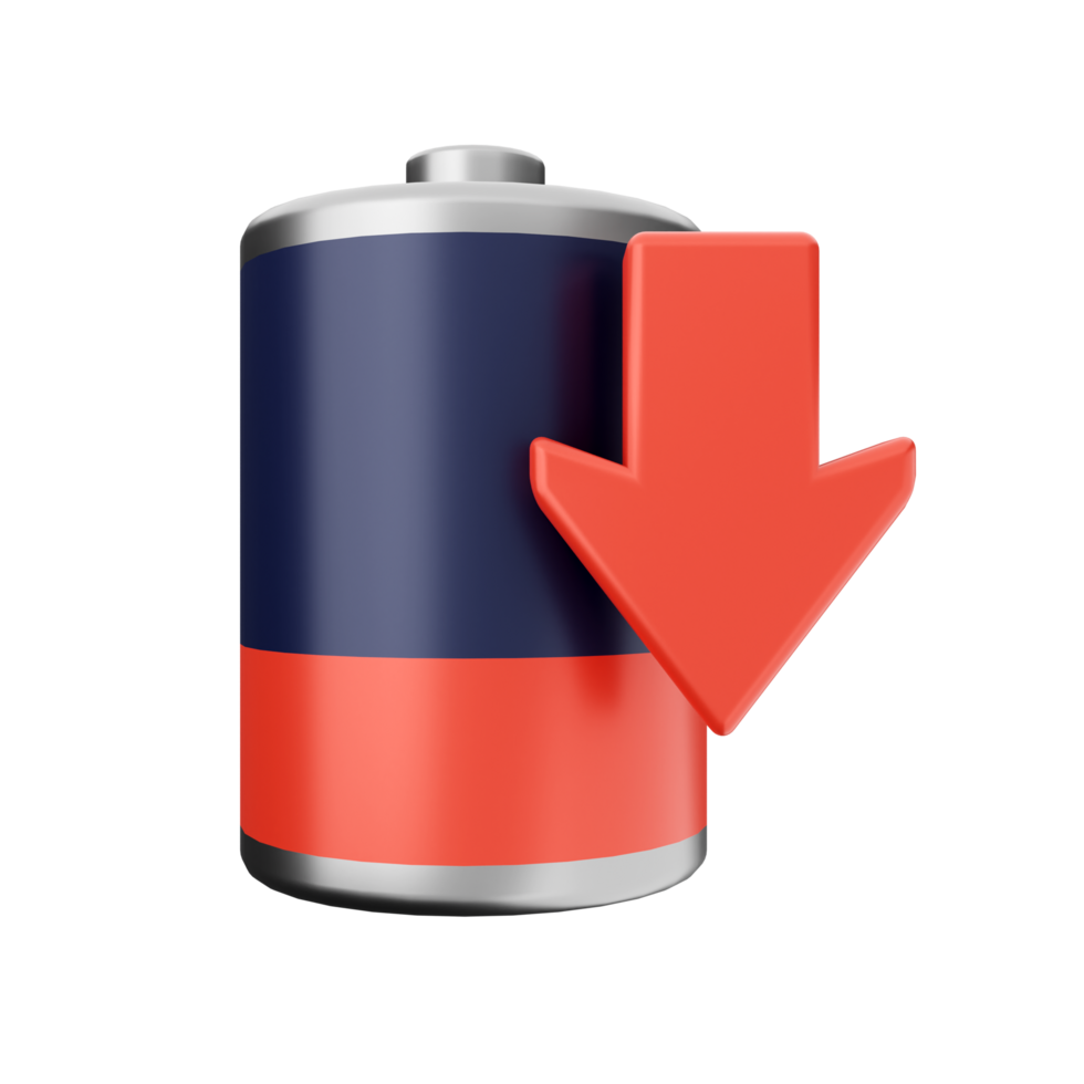 A battery with an arrow pointing down png