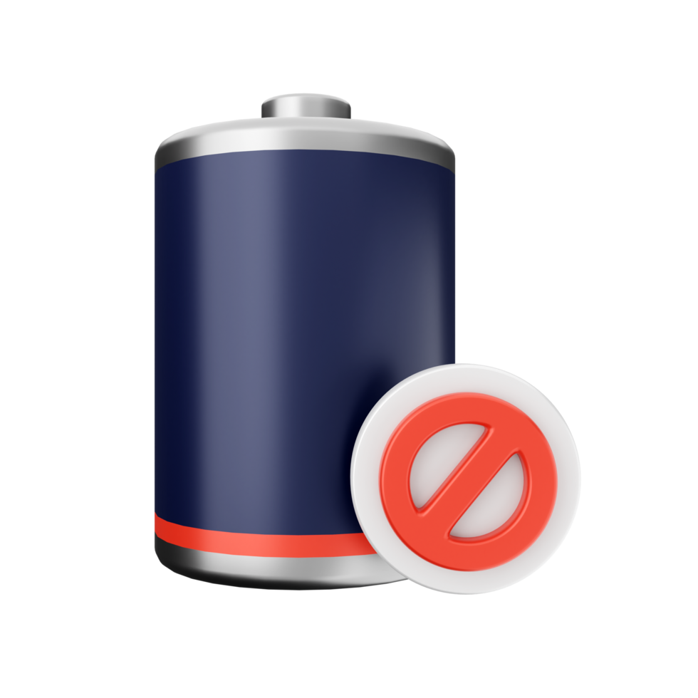 A battery with a red and white sign on it png