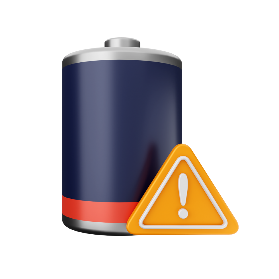A battery with a warning sign and a battery icon png