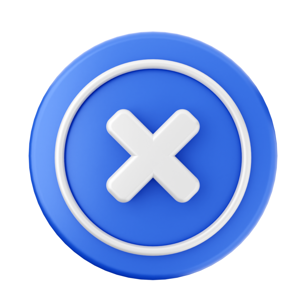 A blue button with an x sign on it png