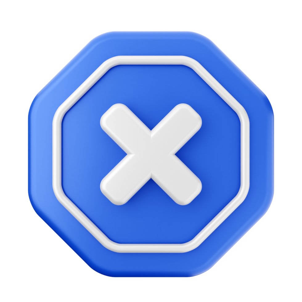 A blue and white icon with an x on it png