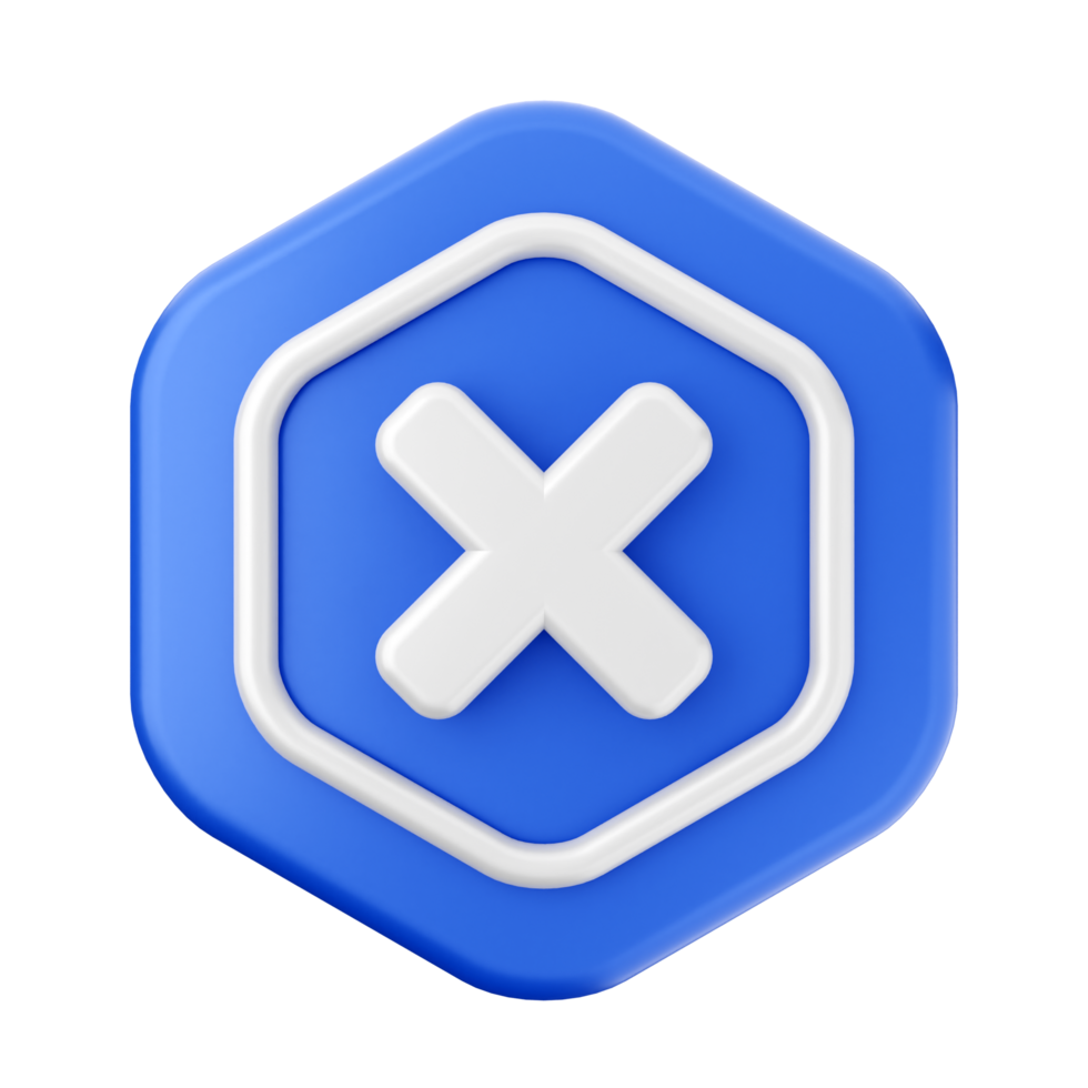A blue hexagon with an x sign on it png
