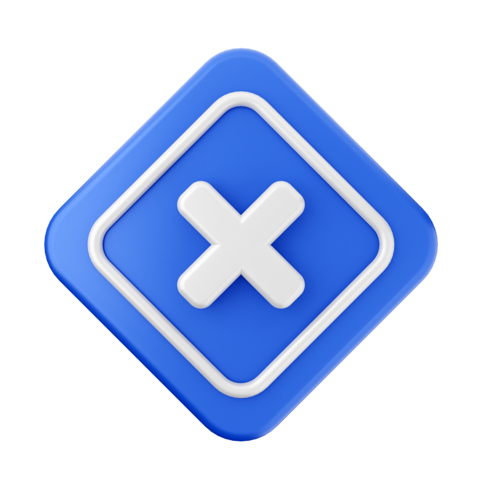 A blue and white square with an x sign png