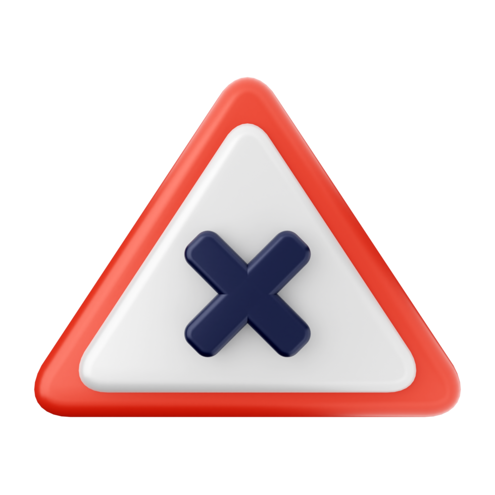 A red and white triangle with an x on it png