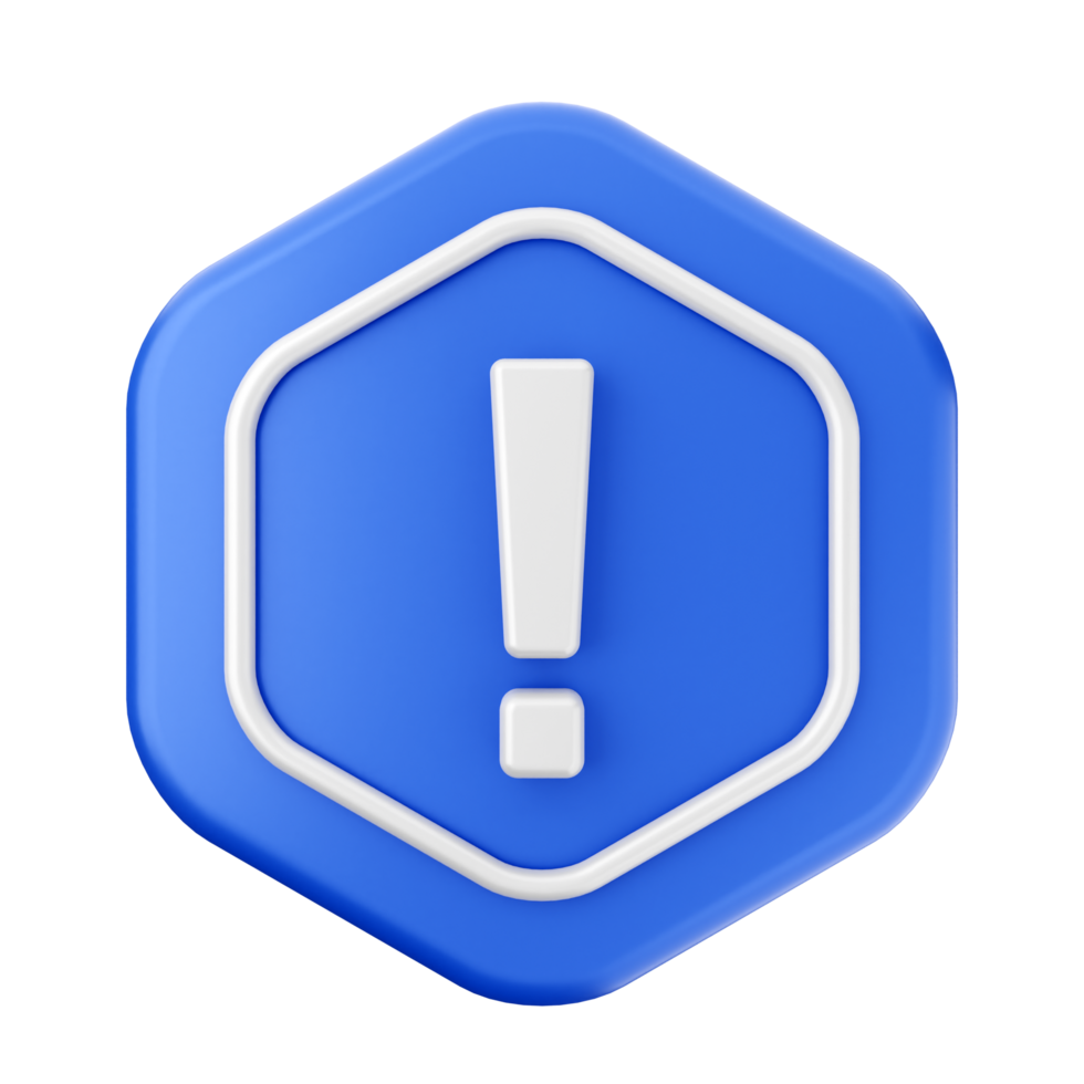 A blue hexagon with an exclamation sign png