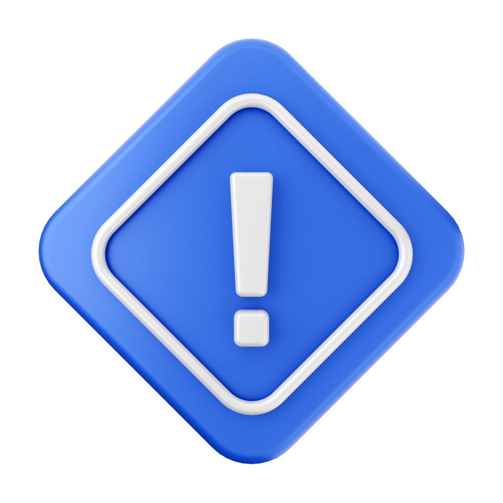 A blue warning icon with an exclamation mark png