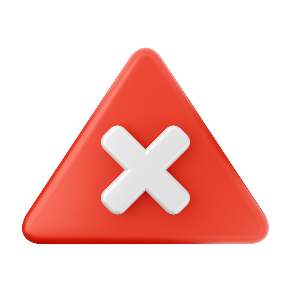 A red triangle with an x sign on it png