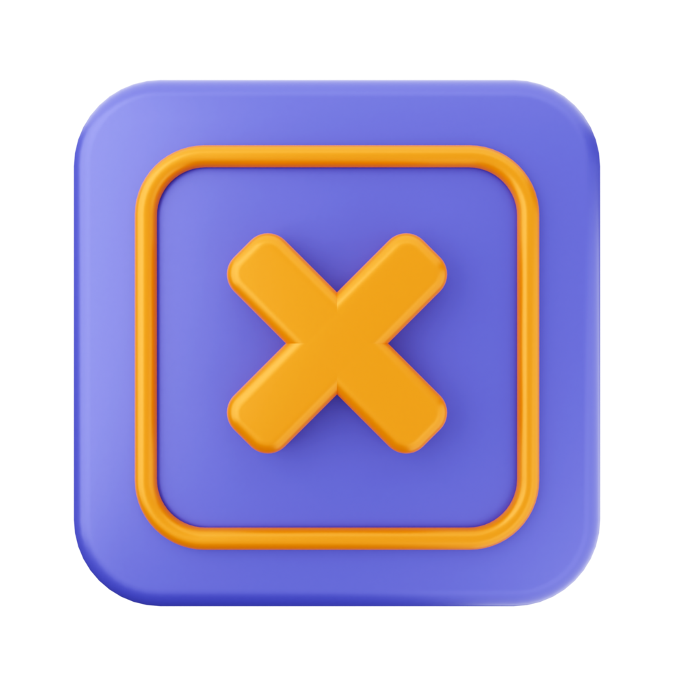 An orange and blue square icon with an x png