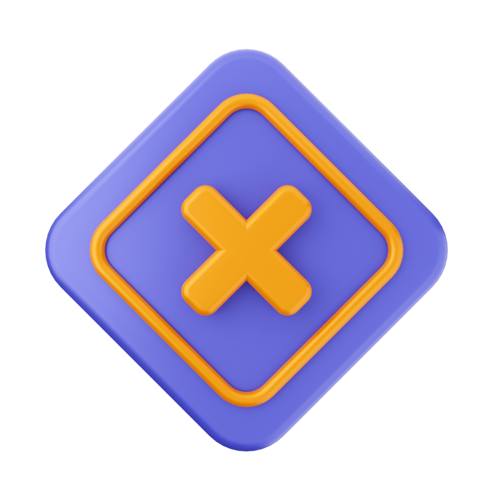 A purple and orange square with an x on it png