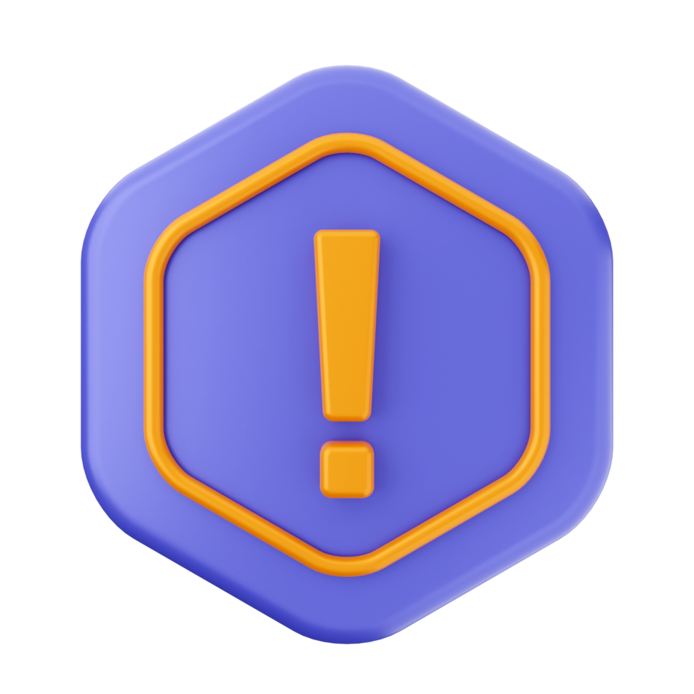 A purple hexagon with an exclamation point on it png