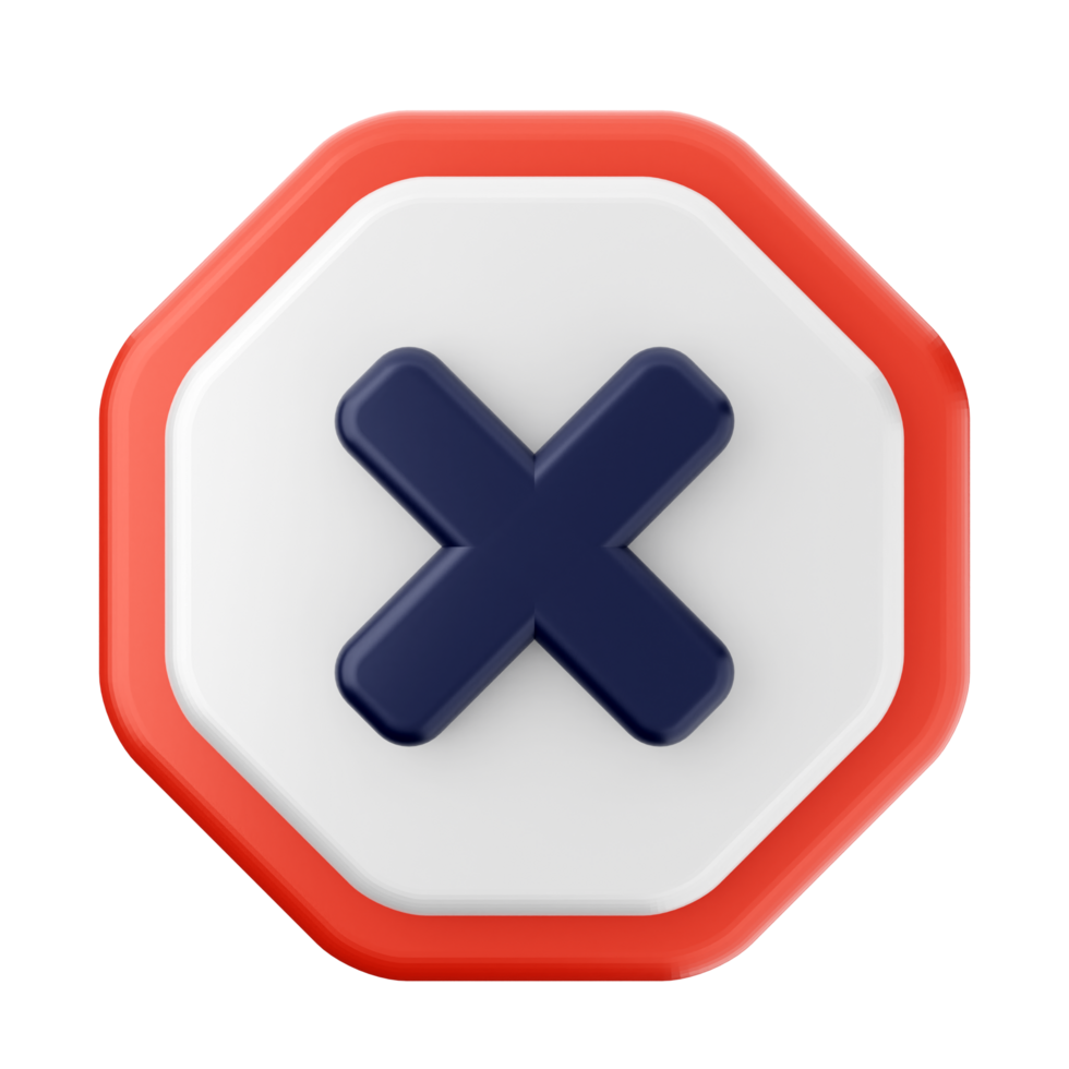 A red and white icon with an x on it png