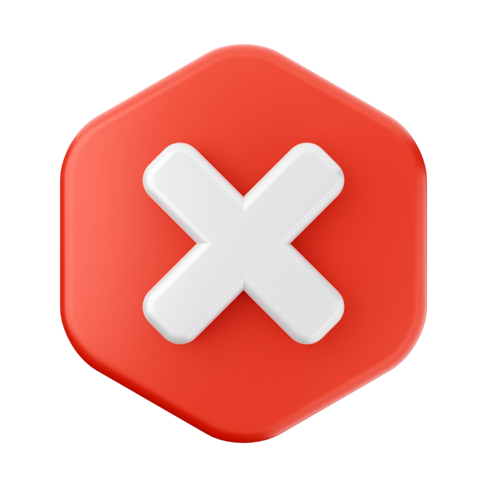 A red hexagon with an x sign on it png
