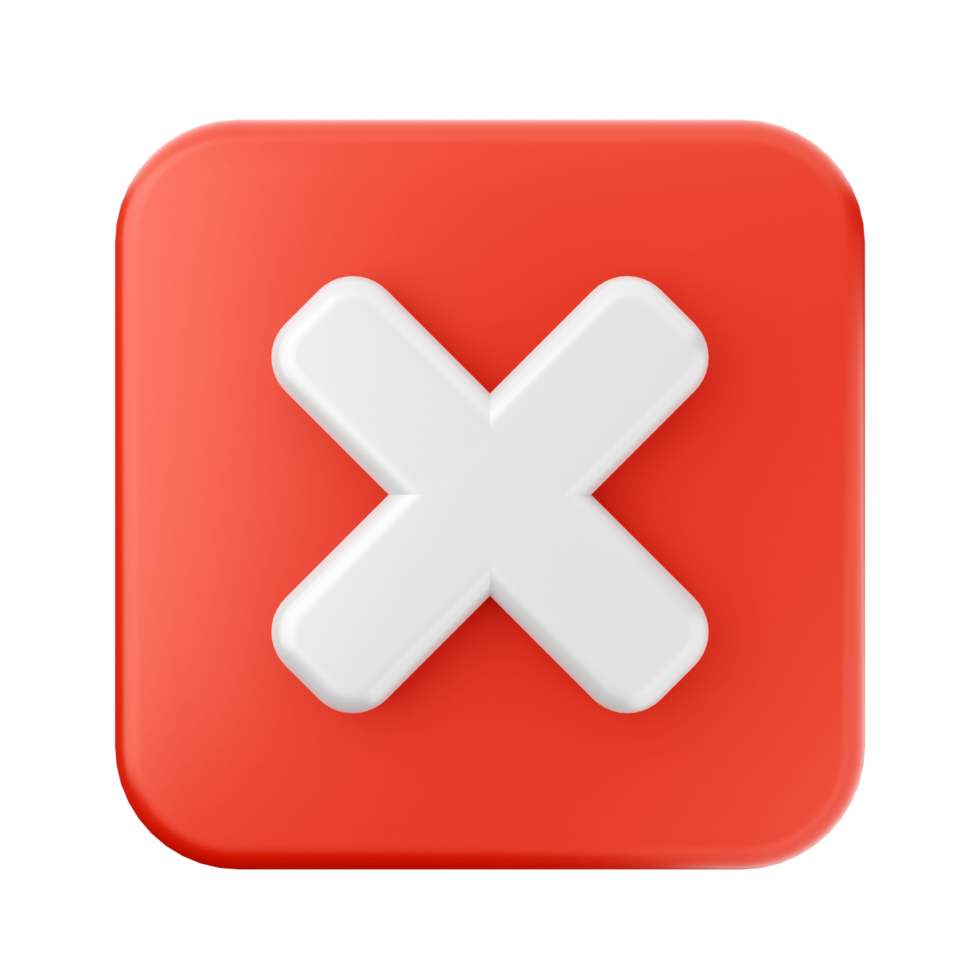An x mark on a red square button png