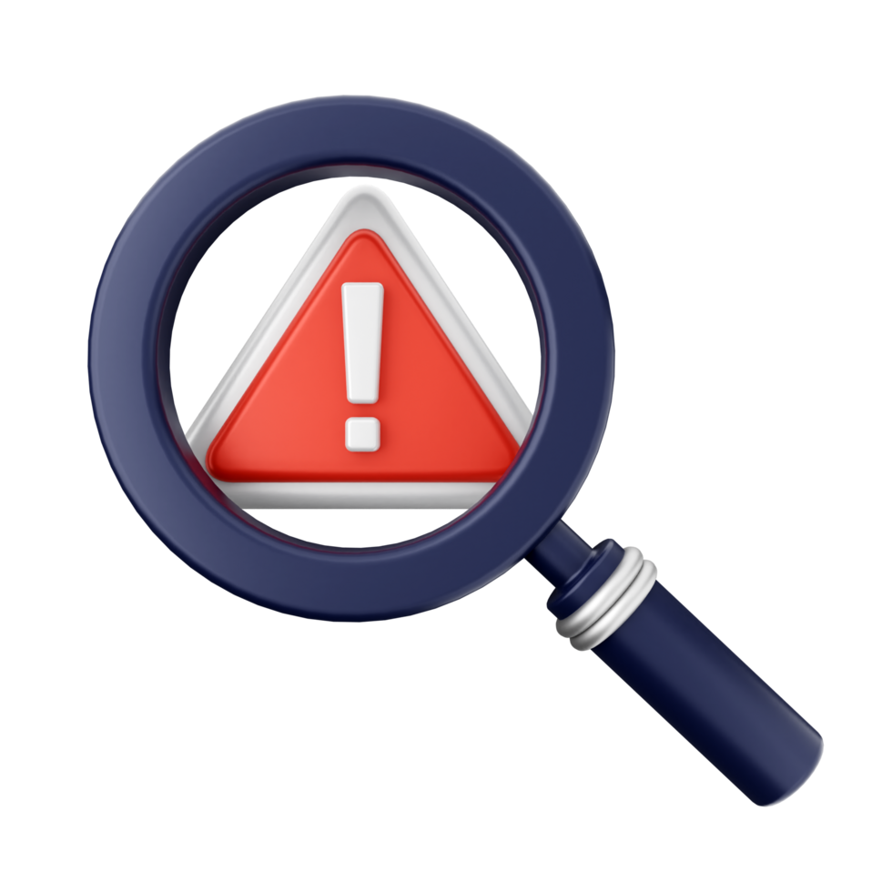 Magnifying glass icon with exclamation mark png