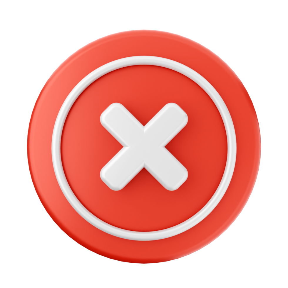 A red button with an x sign on it png