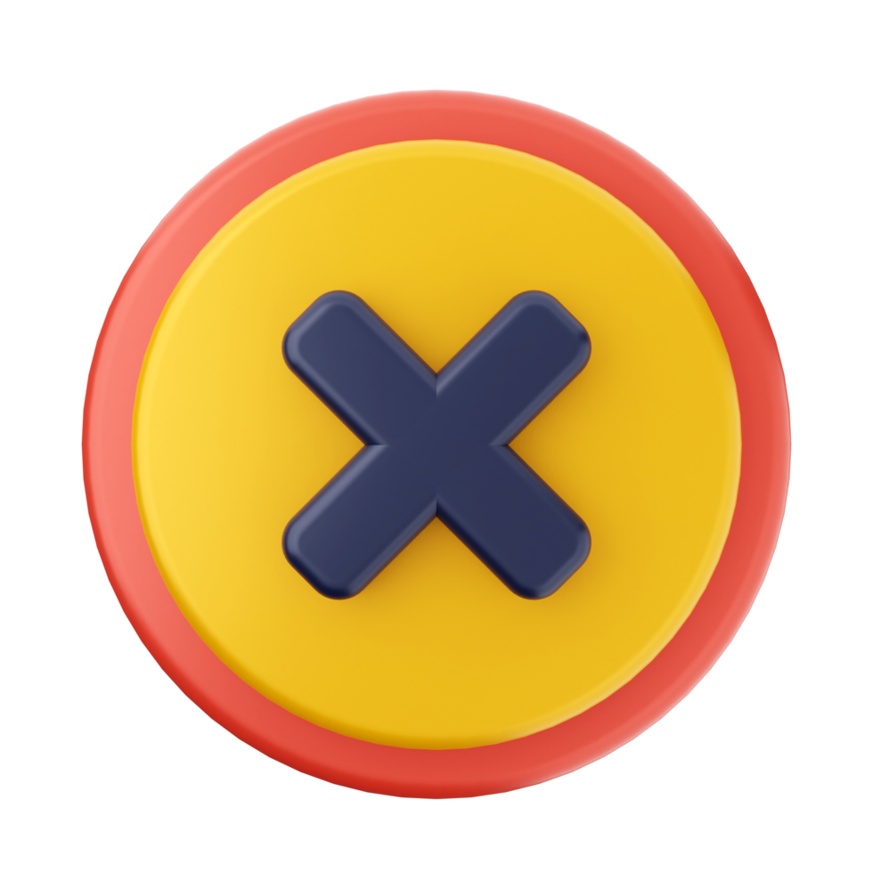 A yellow and red button with an x on it png
