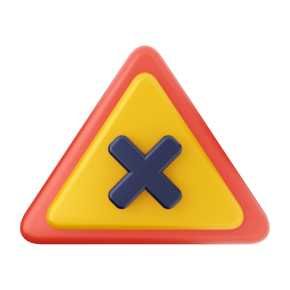 A yellow and red triangle with an x on it png