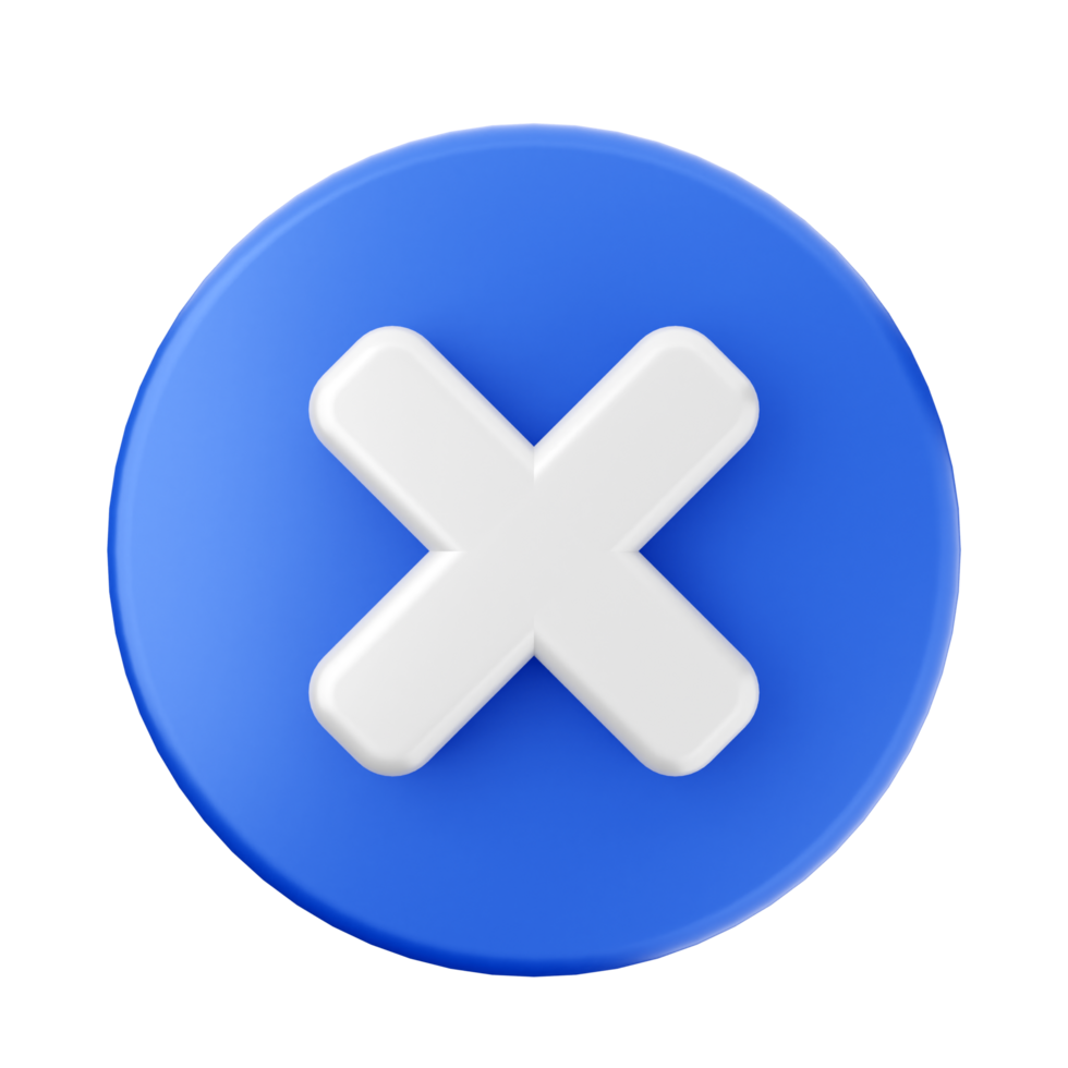 An x sign on a blue button png