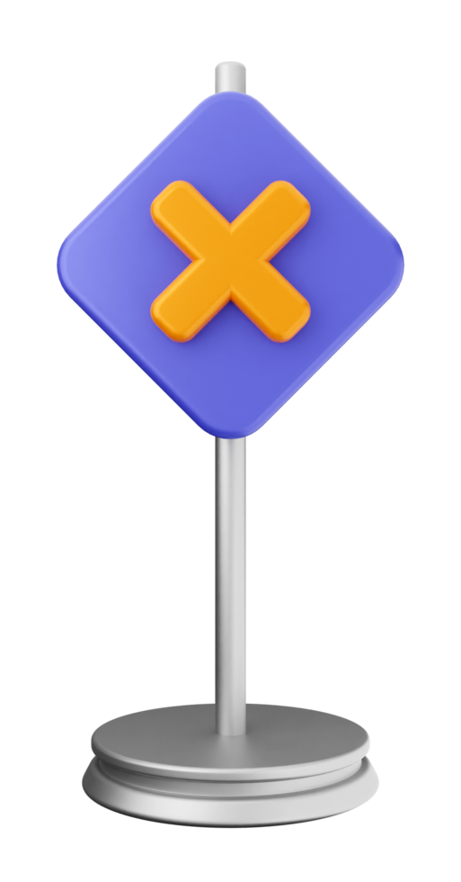 A blue and orange sign with an x on it png