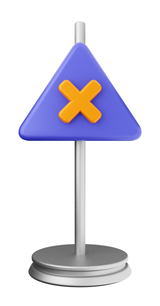 A blue and orange triangle with an x on it png