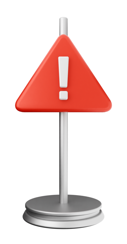 A red warning sign on a pedestal png