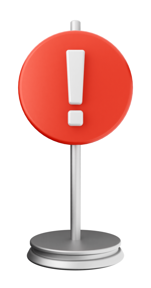 A red exclamation sign on a stand png