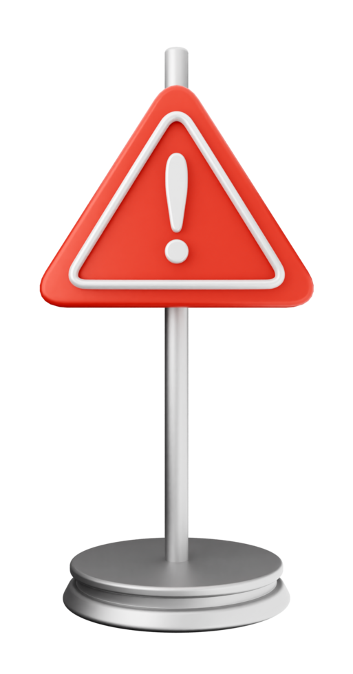 A red warning sign on a metal stand png