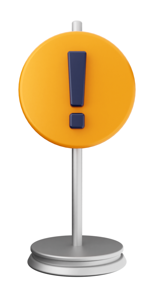 A yellow exclamation sign on a stand png