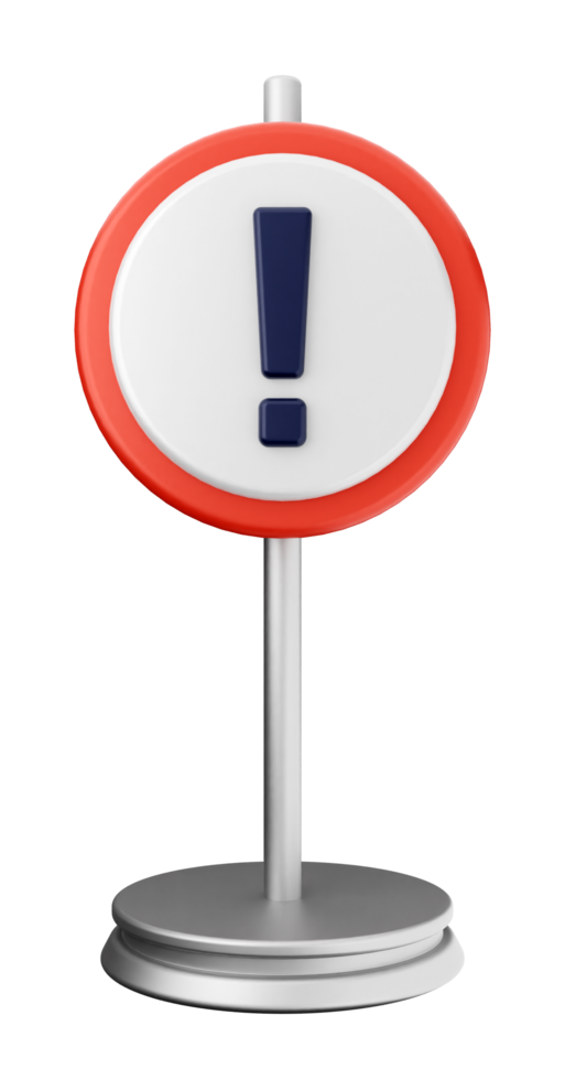 A red and white sign with an exclamation mark on it png
