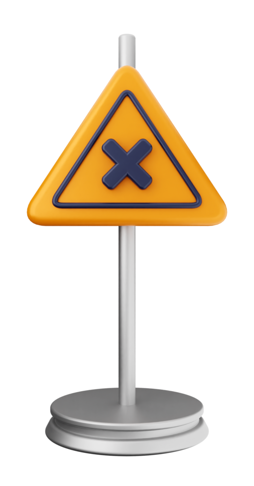 A yellow and orange warning sign on a metal stand png