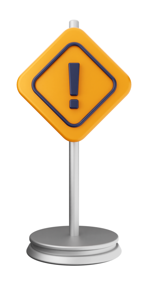 A yellow and blue warning sign on a metal stand png