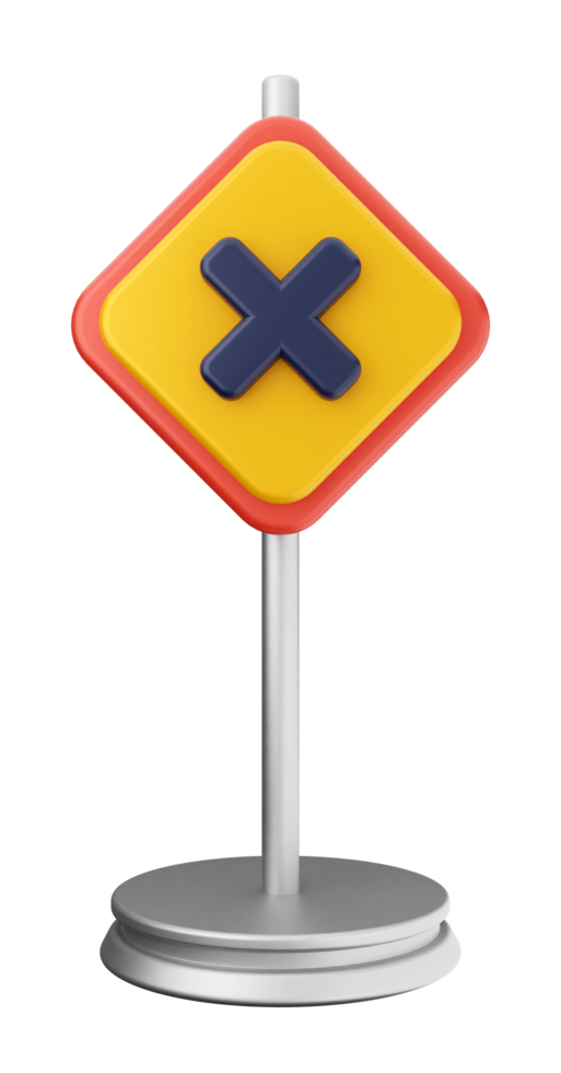 A yellow and red sign with an x on it png