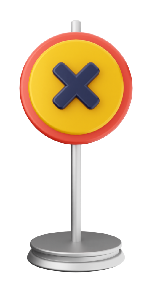 A yellow and red x sign on a stand png