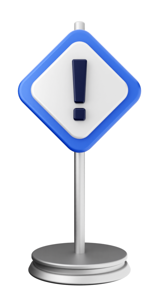 A blue and white sign with an exclamation mark png