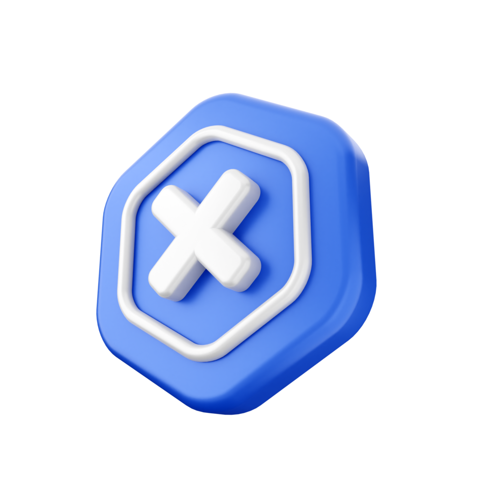 A blue and white hexagon with an x and a cross png
